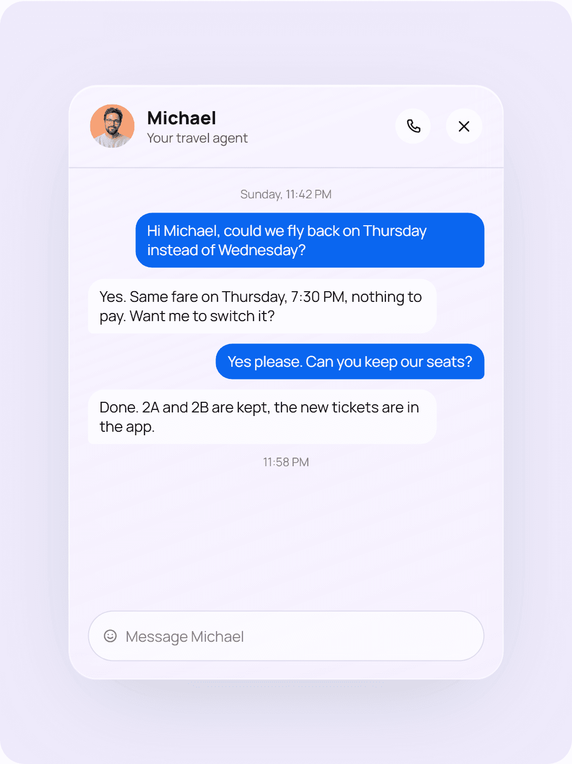Changes, by message